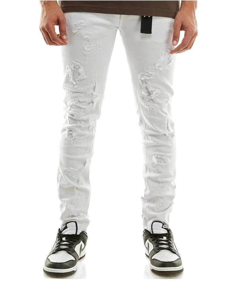 KDNK - Self-Patched Skinny Fit Jeans - White