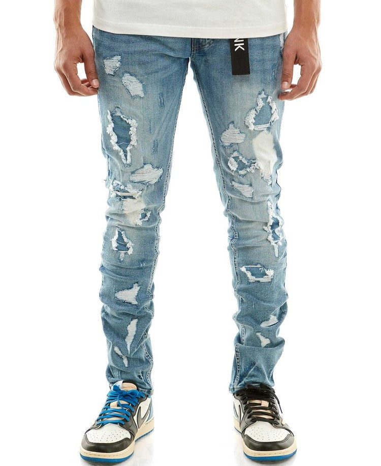 KDNK - Self Patched Skinny Fit Jeans - Blue