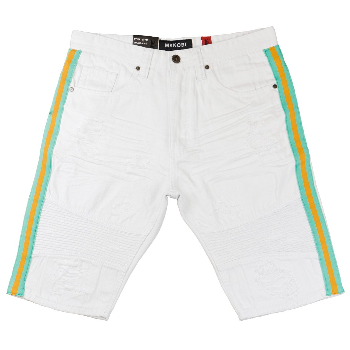 Makobi-Motobiker Shorts-White-M757
