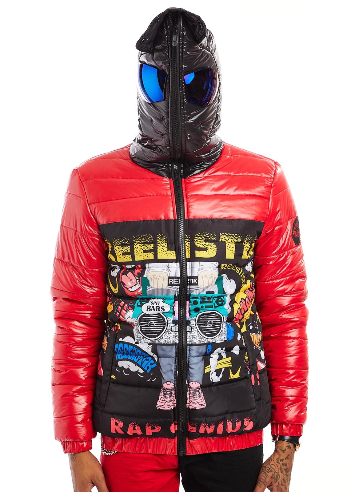 Reelistik-Rap Genius Puffer Jacket-Black/Red
