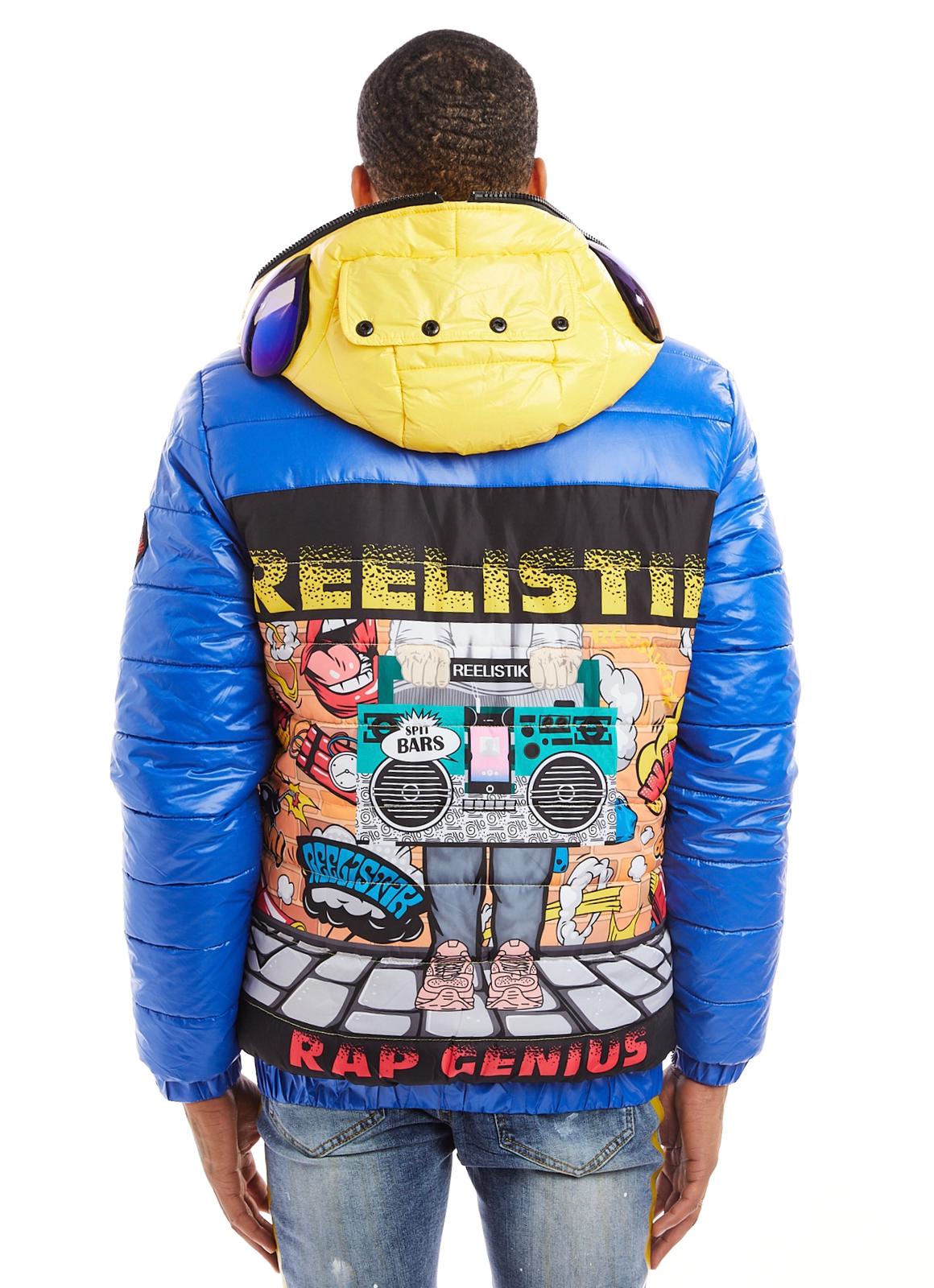 Reelistik-Rap Genius Puffer Jacket-Blue/Yellow