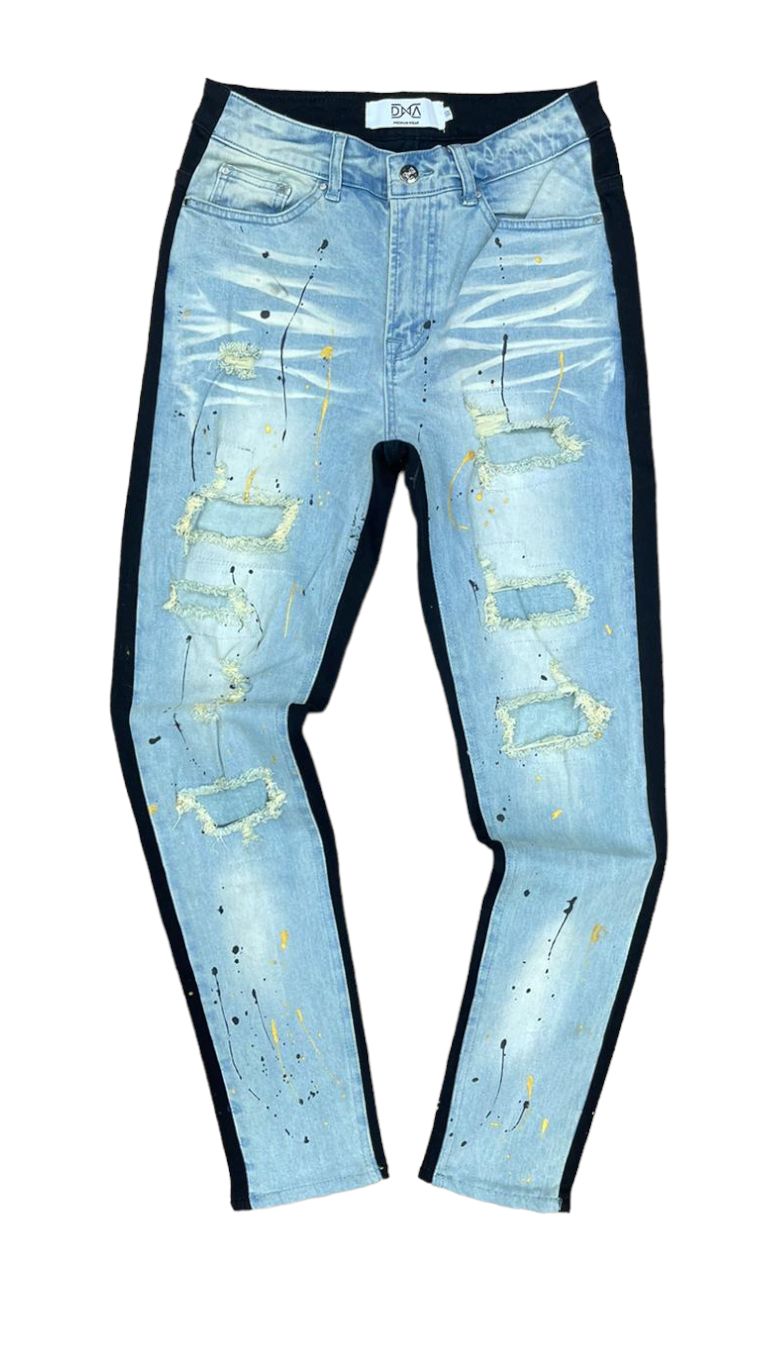 DNA Premium - Splattered Jeans - Blue/Black/Yellow