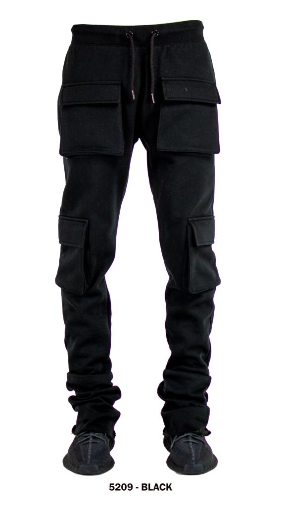 Focus - Black Stacked Track Pants (5209)
