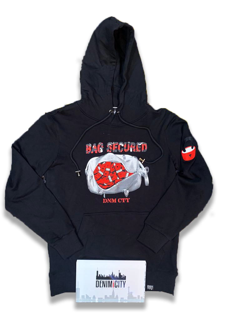 DENIMiCity-Bag Secured Hoodie-Black/Red