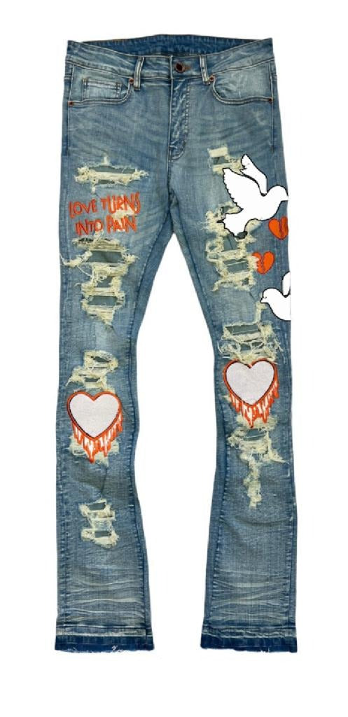 Focus - Peace And Love Stacked Jeans - Vintage