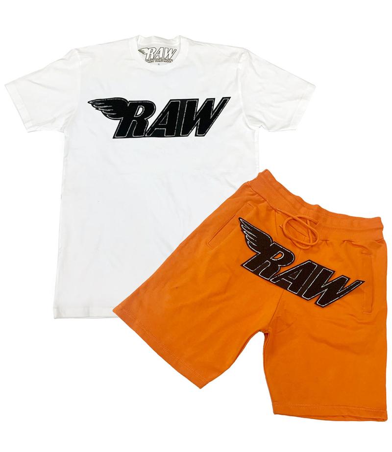Rawyalty-Chenille Crew Set-White/Orange