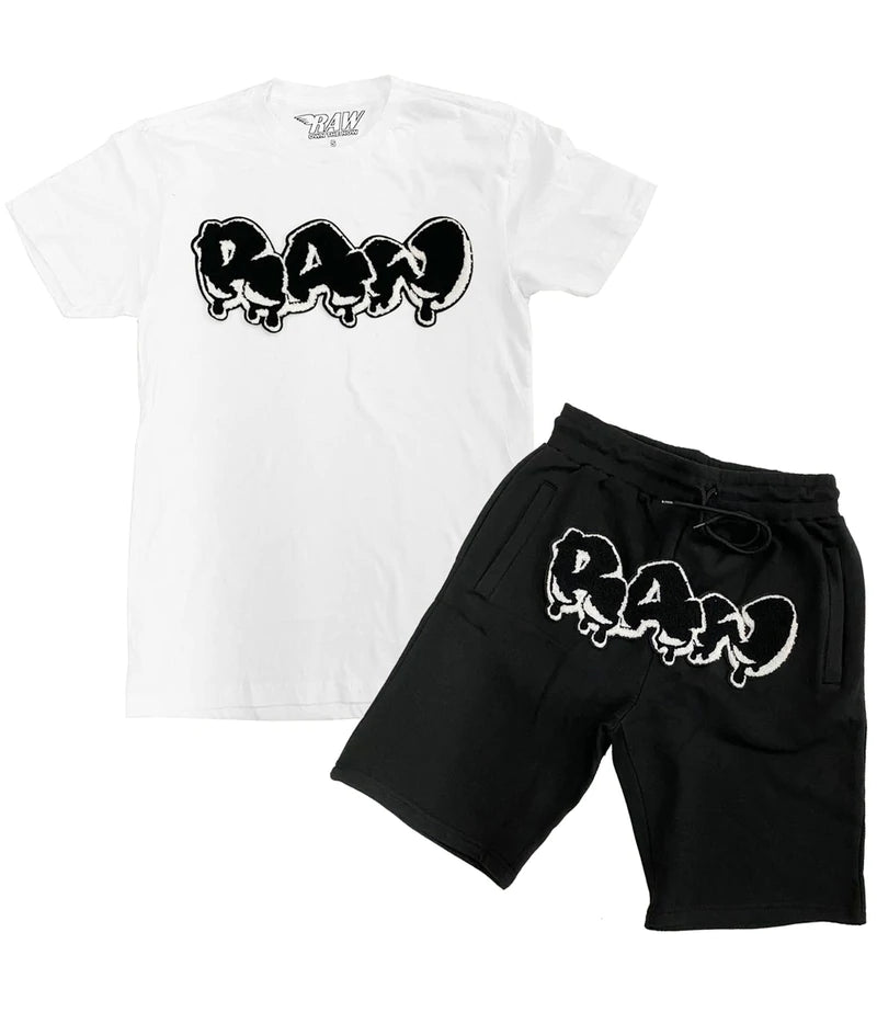 Men's RAW Drip Black Chenille Set-White/Black