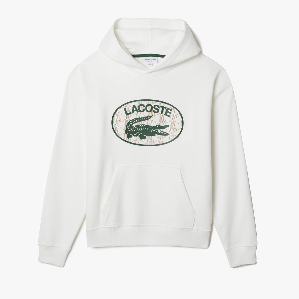 Lacoste - Branded Monogram Hooded Sweatshirt - White