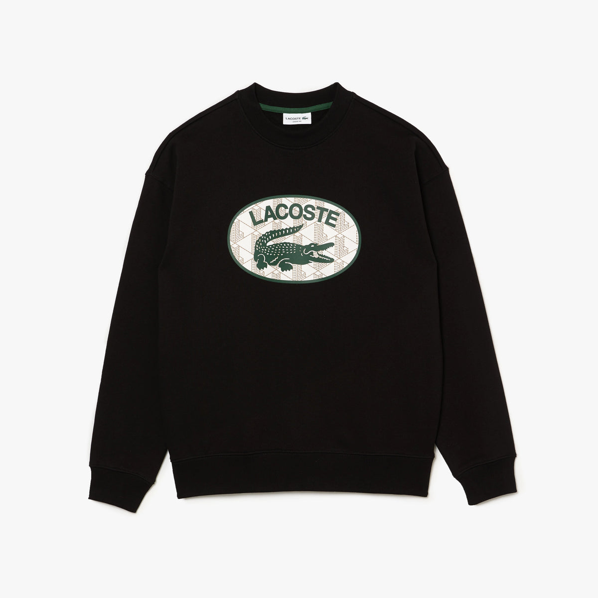 Lacoste - Branded Monogram Print Sweatshirt - Black