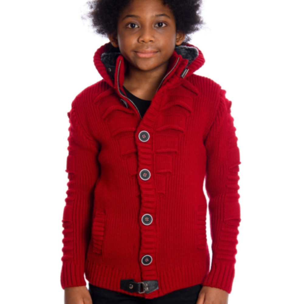 LCR Kids Hoodied Sweater-Dark Red - 5607