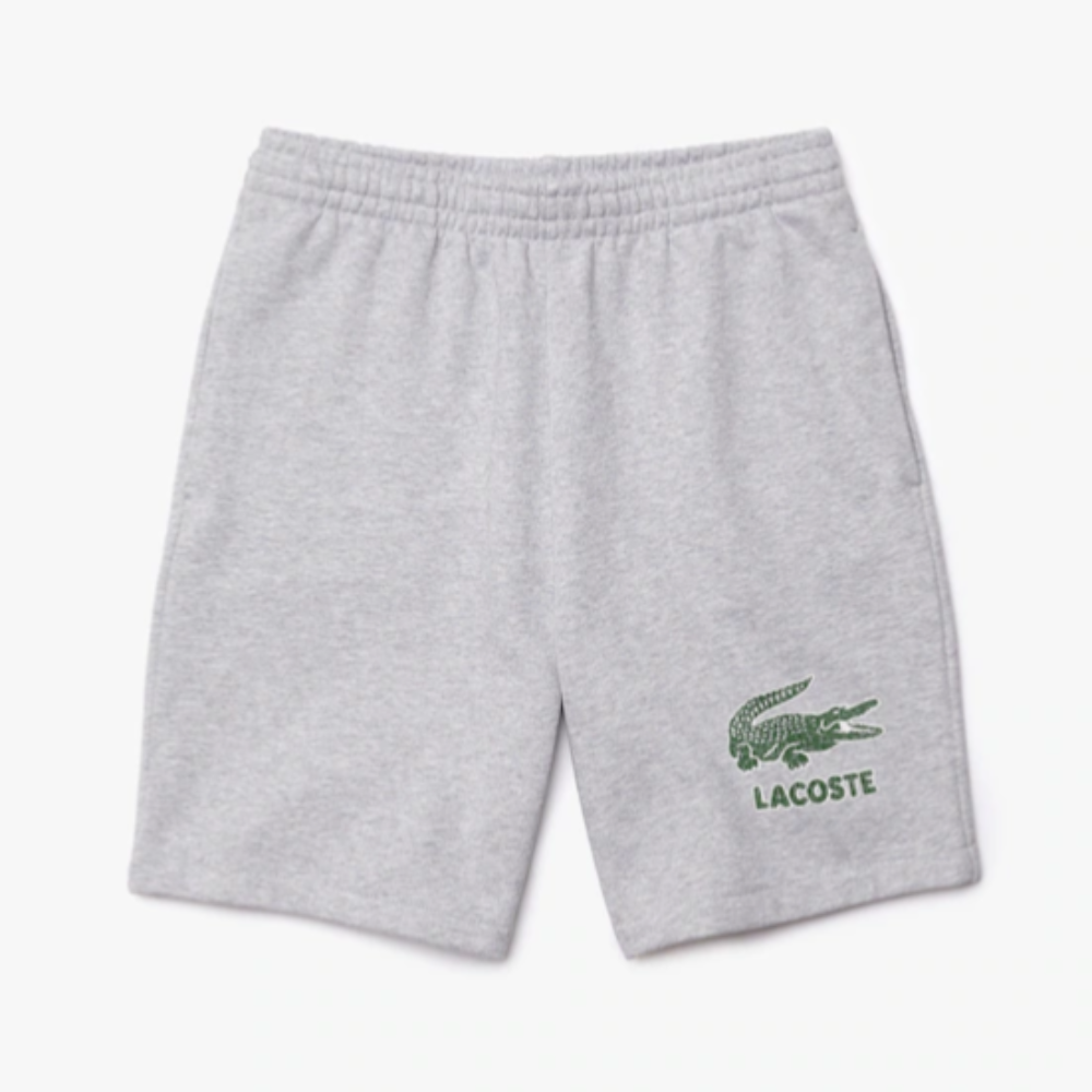 Print Logo Cotton Fleece Shorts-Grey Chine•CCA