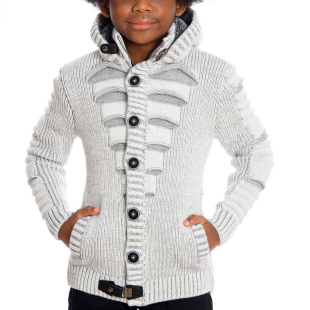 LCR Kids Hoodied Sweater-Ecru/Grey - 5605