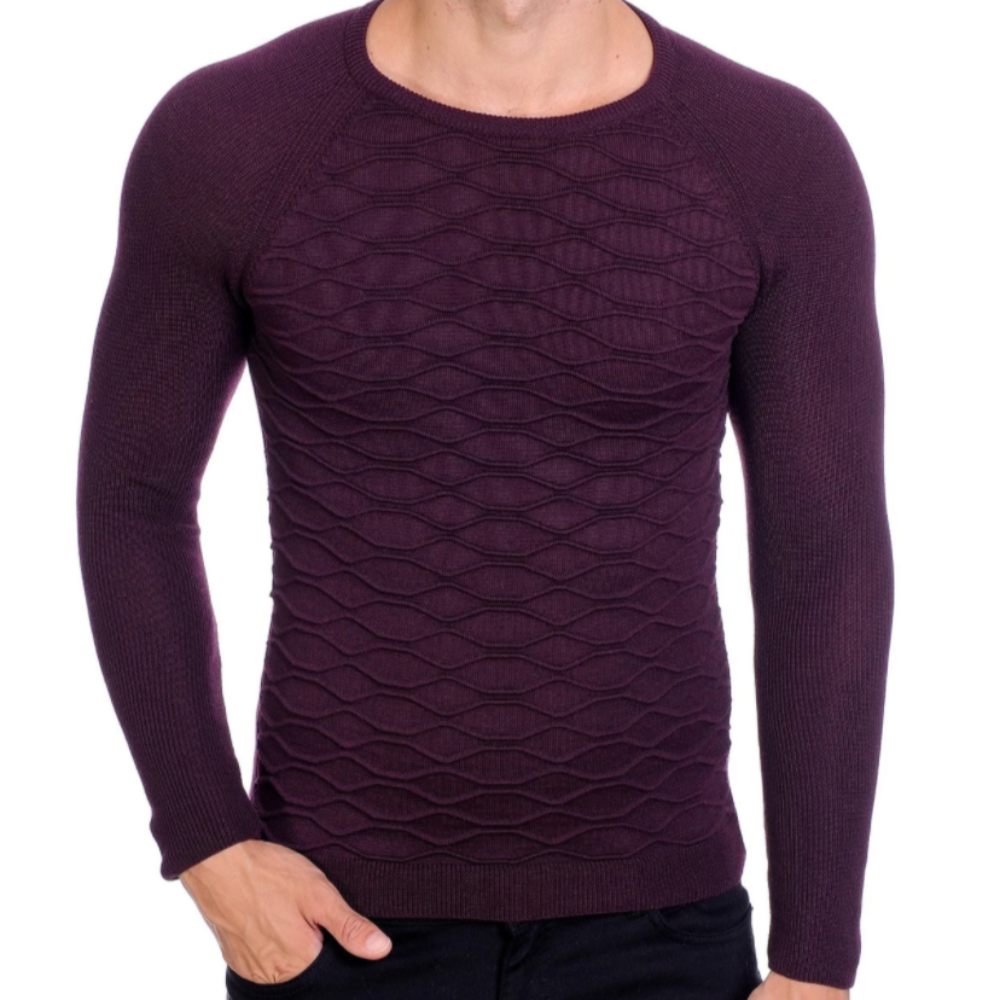 Men's Knit Sweater-Dark Burgundy