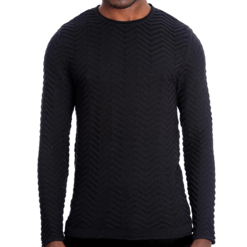 Men's Knit Crewneck Sweater-Black