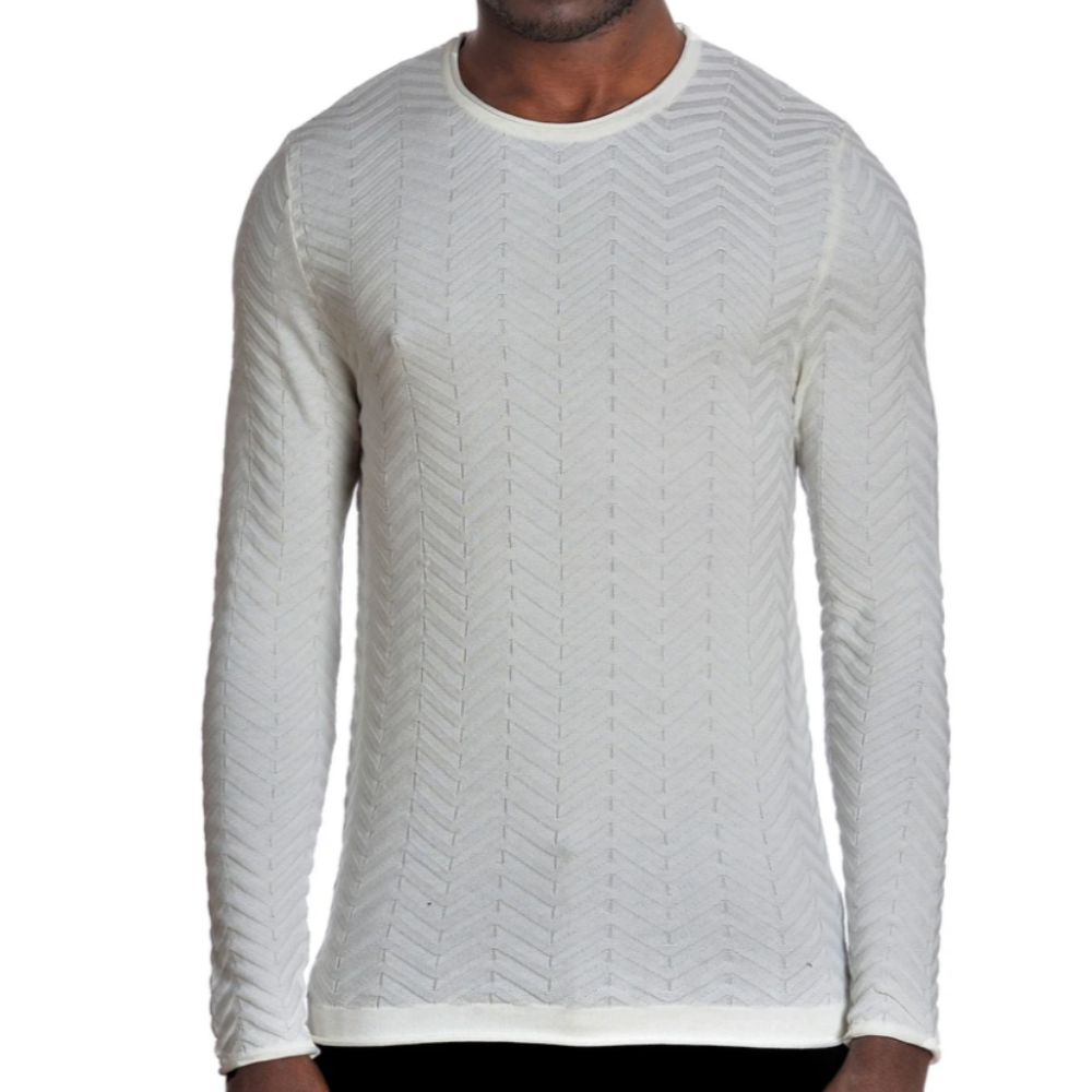 Men's Knit Crewneck Sweater-Ecru