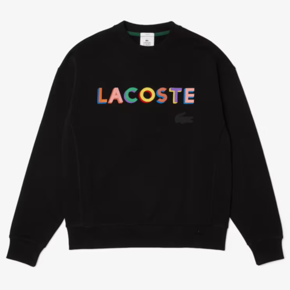 Lacoste L!VE Loose Fit Embroidered Fleece Sweatshirt-SH7277-Black • 031