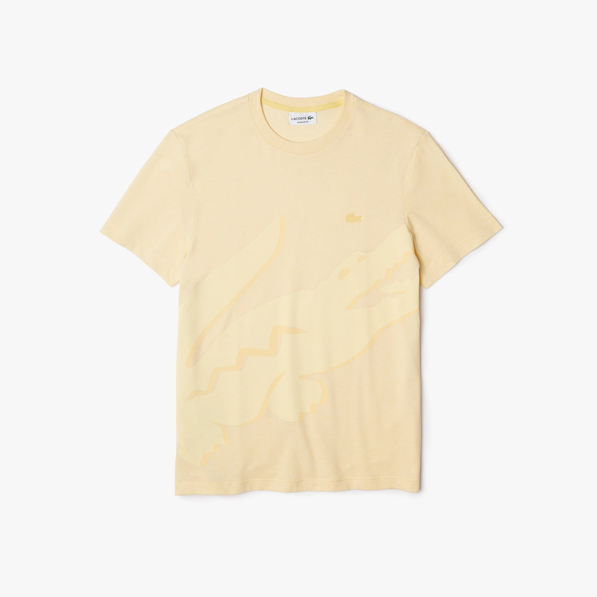 Men's Crocodile Print Crew Neck Stretch Organic Cotton T-Shirt - Yellow