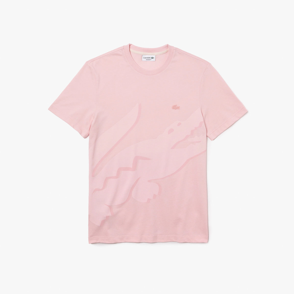 Men's Crocodile Print Crew Neck Stretch Organic Cotton T-Shirt - Pink