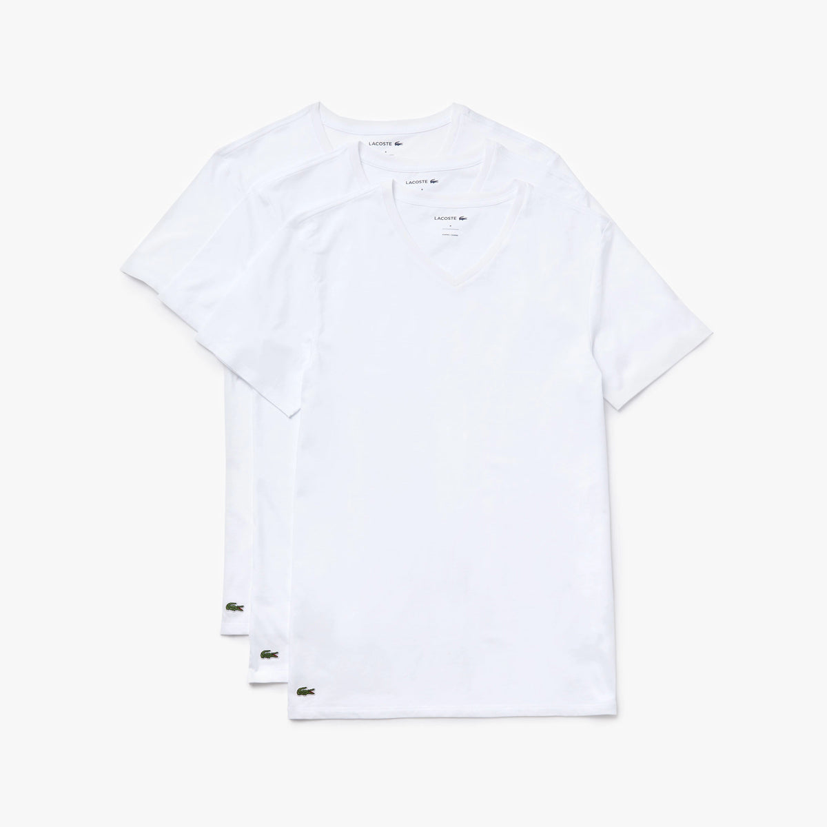 Lacoste T-Shirt - V-neck Slim Fit 3-Pack - White - TH3444
