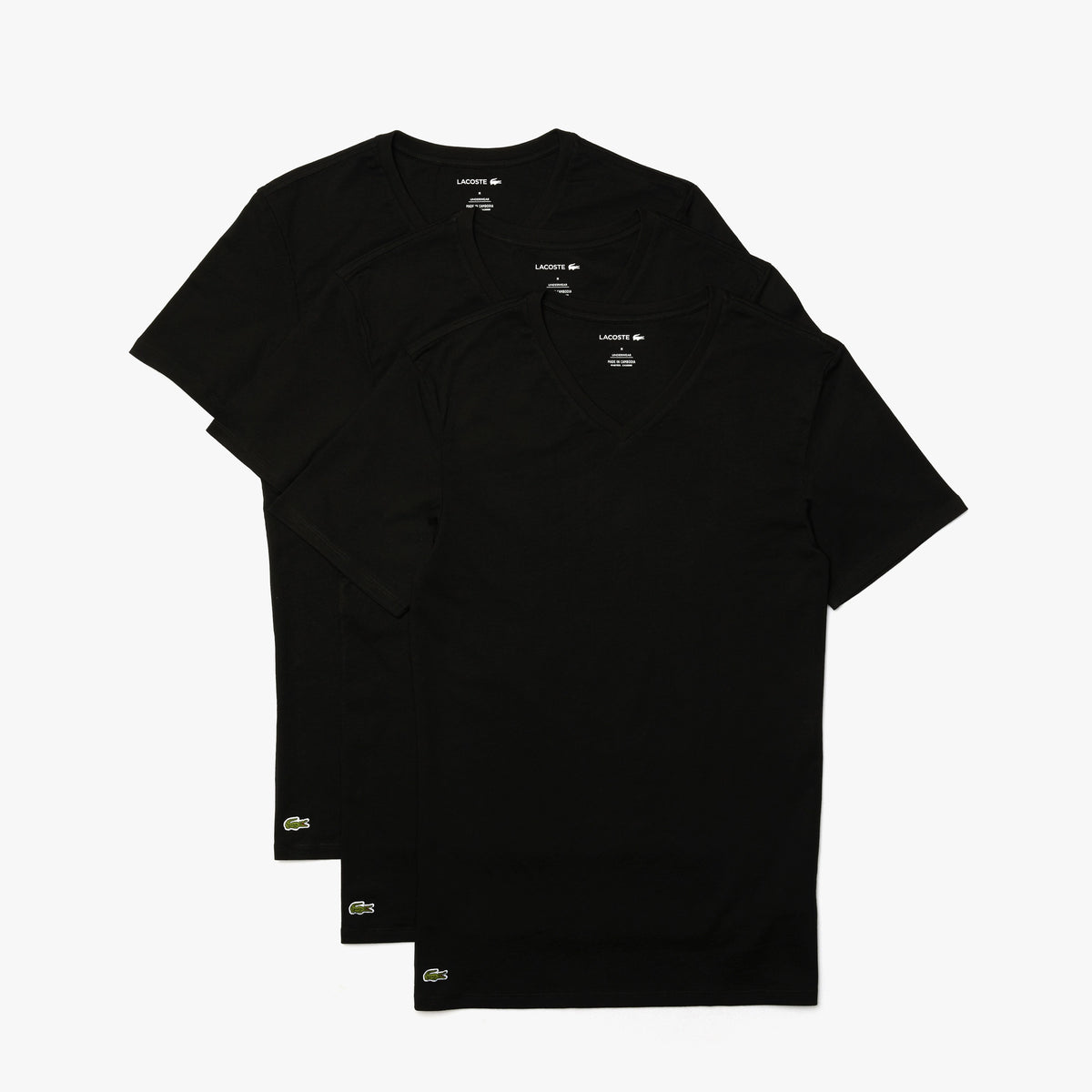 Men's 3 Pack of Plain Regular  V-neck T-shirts - Black