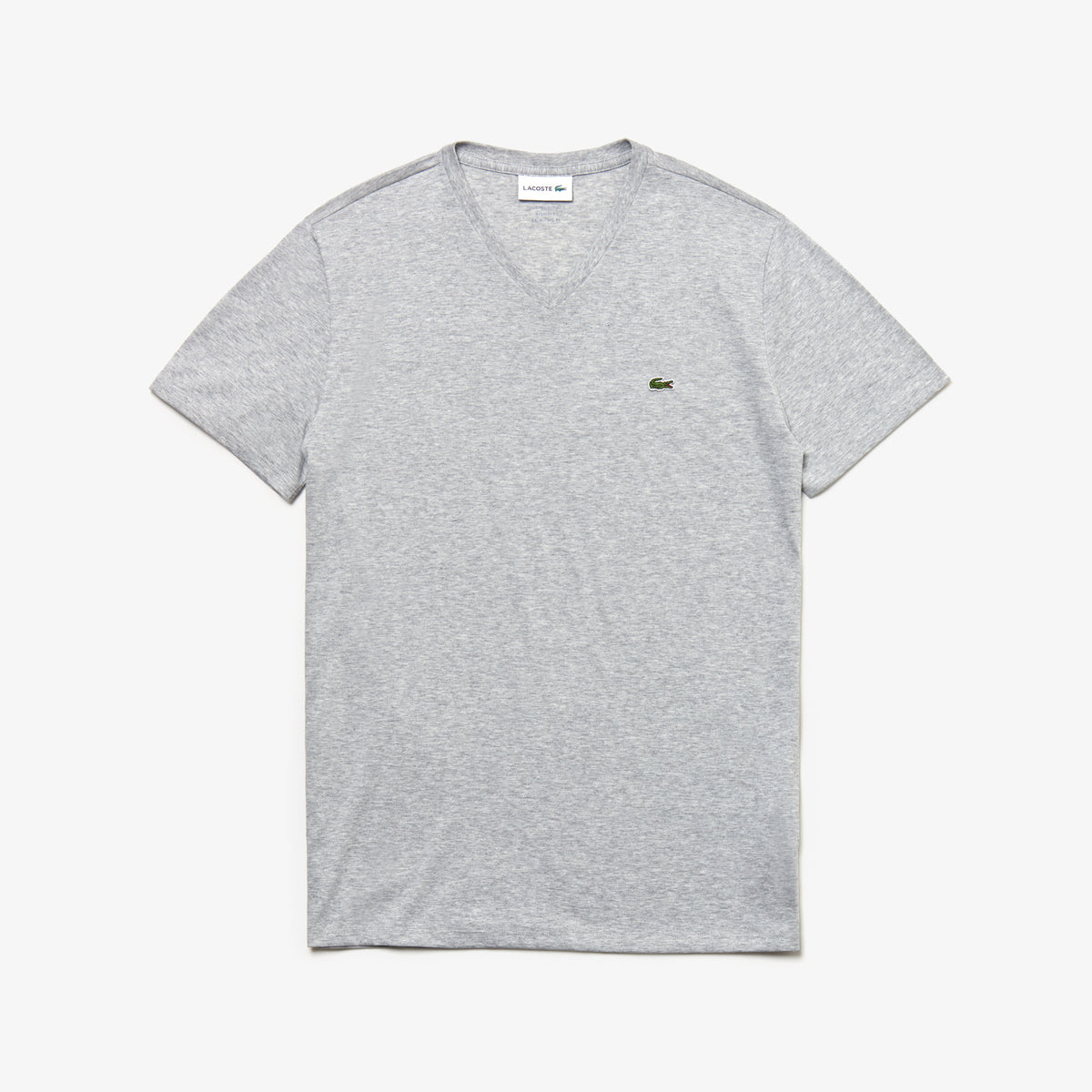 Men's V-neck Pima Cotton Jersey T-shirt - Grey Chine