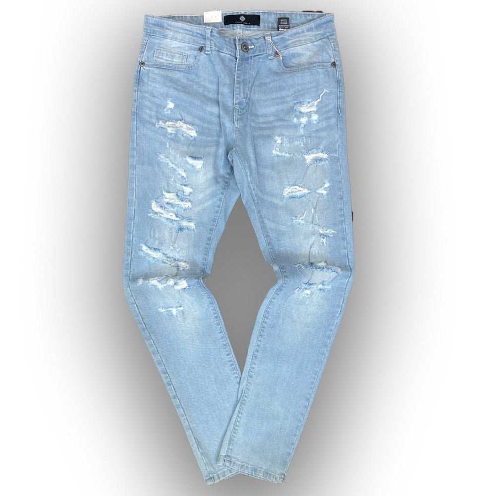 Rip & Repair Denim Jeans-Light Blue