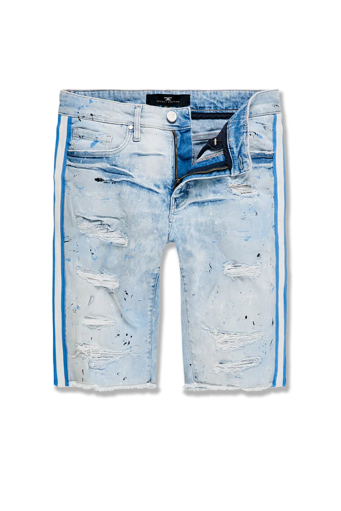 Big Men's Summertime Striped Denim Shorts - Ice Blue - J3175SX