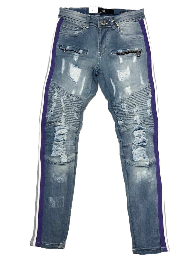 Focus Jeans-Purple/White Stripes-M.Wash-3182