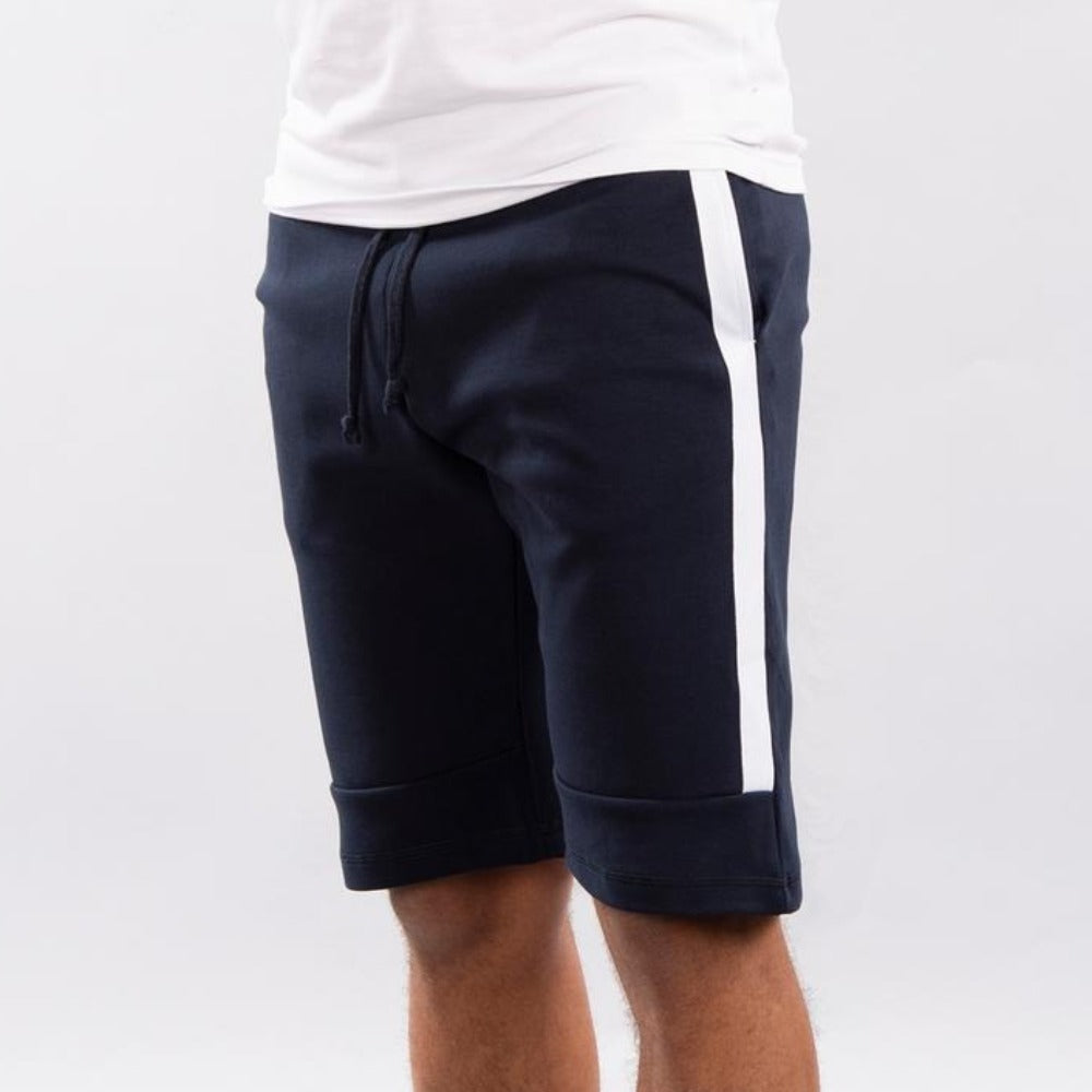 Performance Fleece Shorts-Navy/White