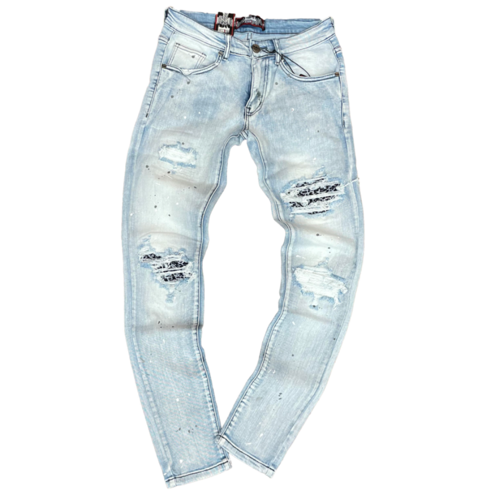 Ripped & Patched Light Blue Denim
