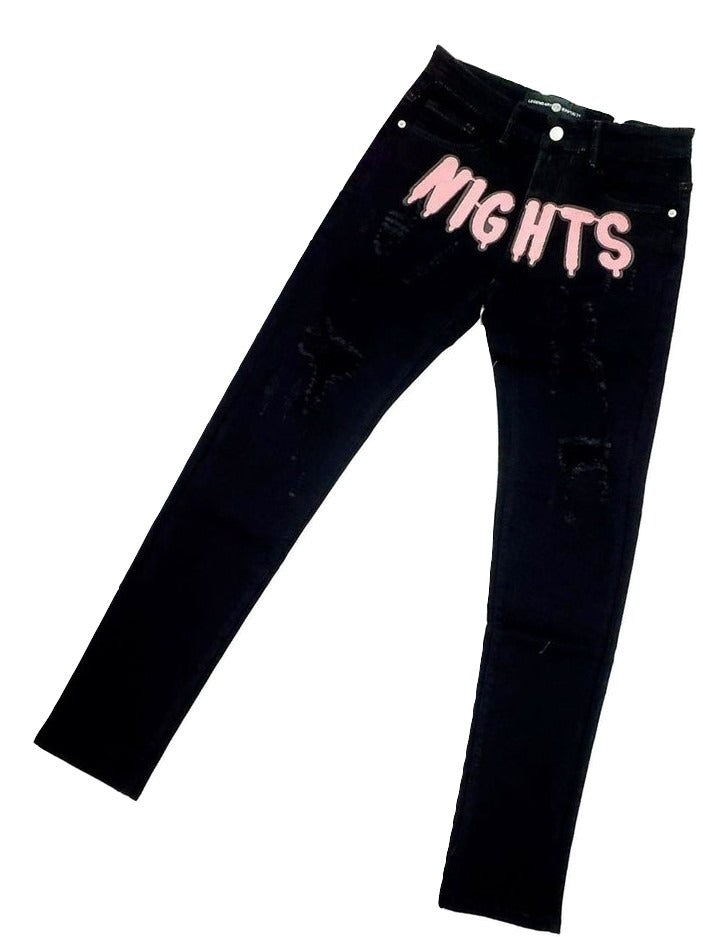 Rawyalty-Raw Night Pink Chenille Denim Jeans-Black