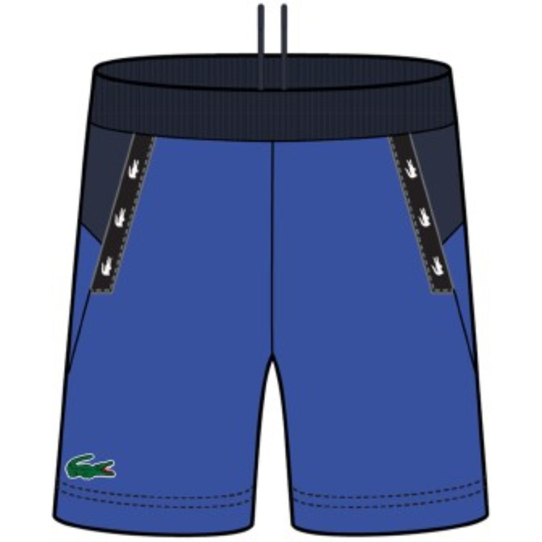 Lacoste-SPORT Crocodile Striped Colorblock Fleece Shorts-Blue/Navy Blue • QBN-GH4871