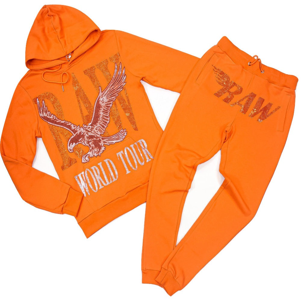 Rawyalty-Raw World Tour Bling Hoodie-Orange