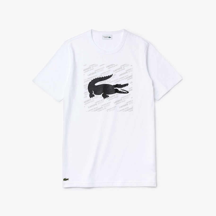LaCoste-Men's SPORT Reflective Logo T-Shirt-White / Black • AU8-TH8384