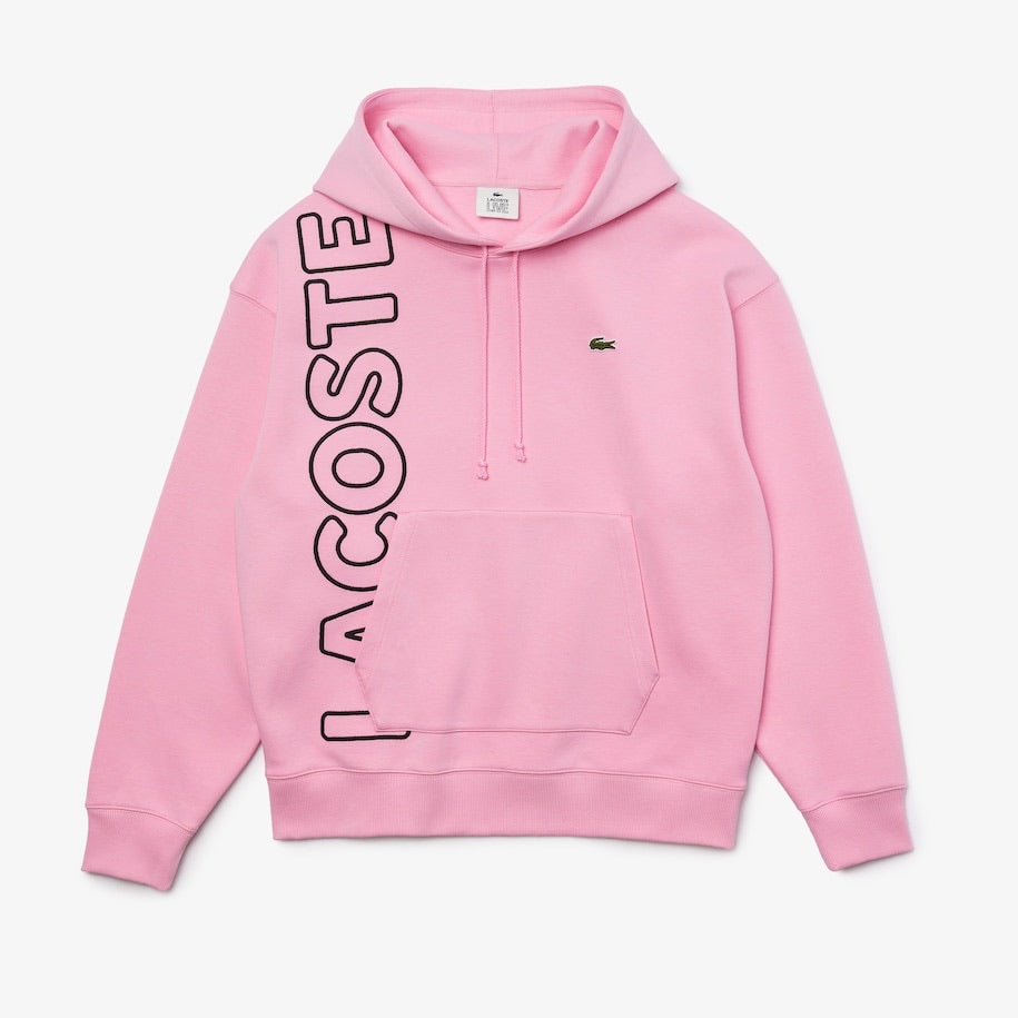 Lacoste-Unisex LIVE Hooded Embroidered Cotton Blend Sweatshirt-Pink / Black • CTW- SH1441