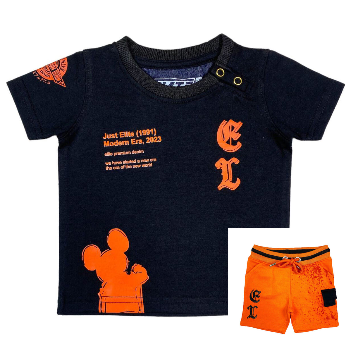 Elite Premium Denim - Dystopia Infant Boys Set - Black/Orange