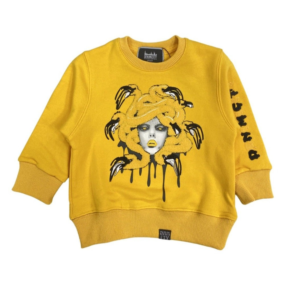 Kids Chenille Medusa Crewneck-Yellow