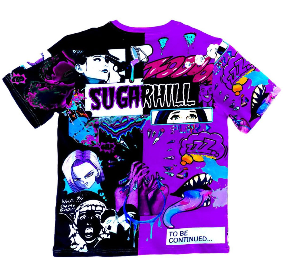 Sugarhill-Split Psycho Tee-Purple/Black