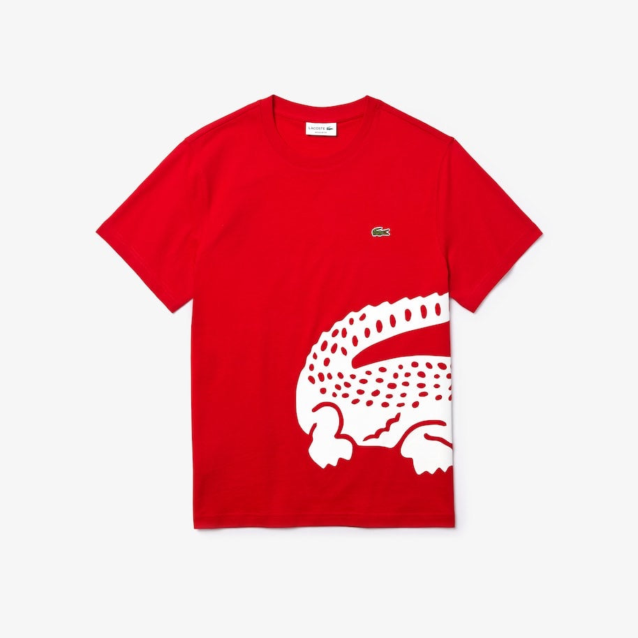 LaCoste-Men’s Oversize Croc Crew Neck T-shirt-Red • 240-TH5139