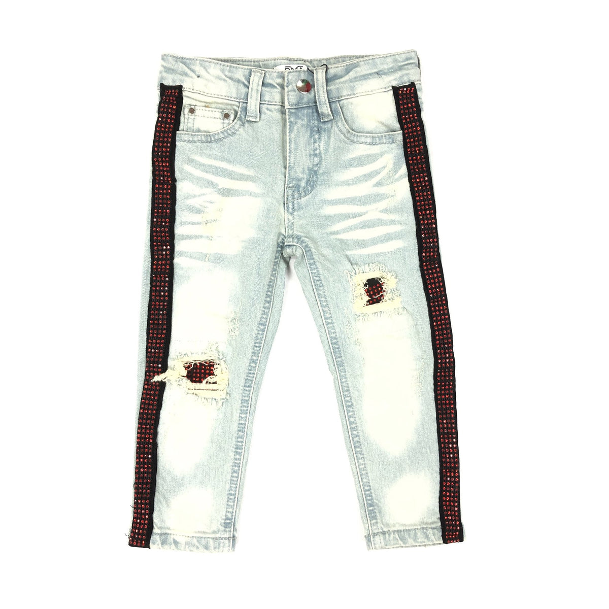 DNA Jeans-Kids Red Crystal Stiped Jeans-Blue