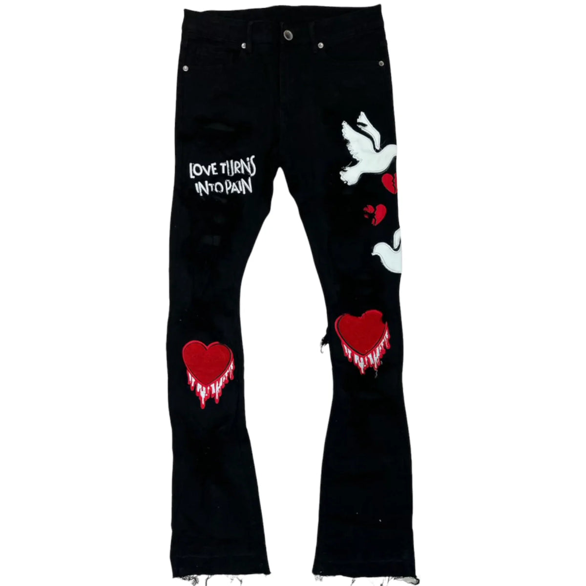 Focus - Peace And Love Stacked Jeans - Black