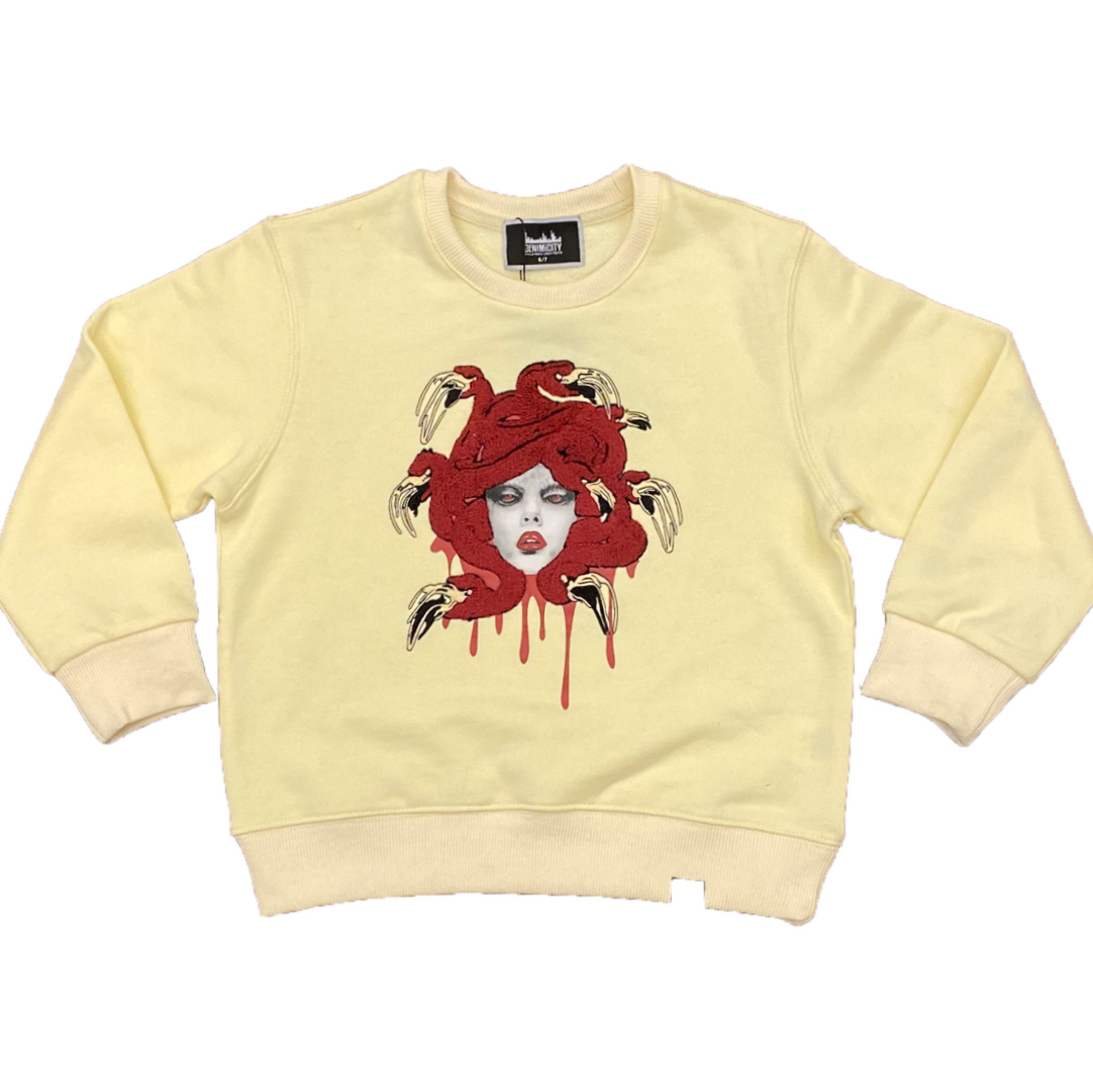 Kids Chenille Medusa Crewneck-Beige