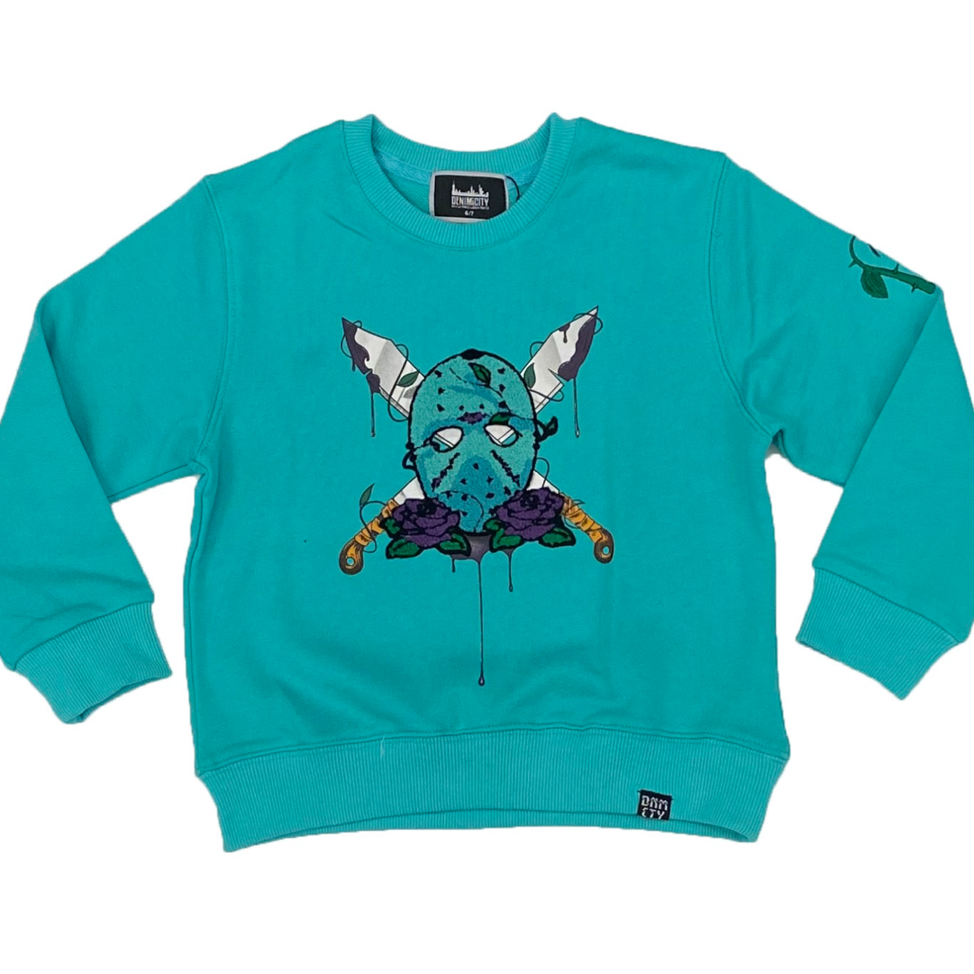 Kids Chenille Voorhees Crewneck-Teal