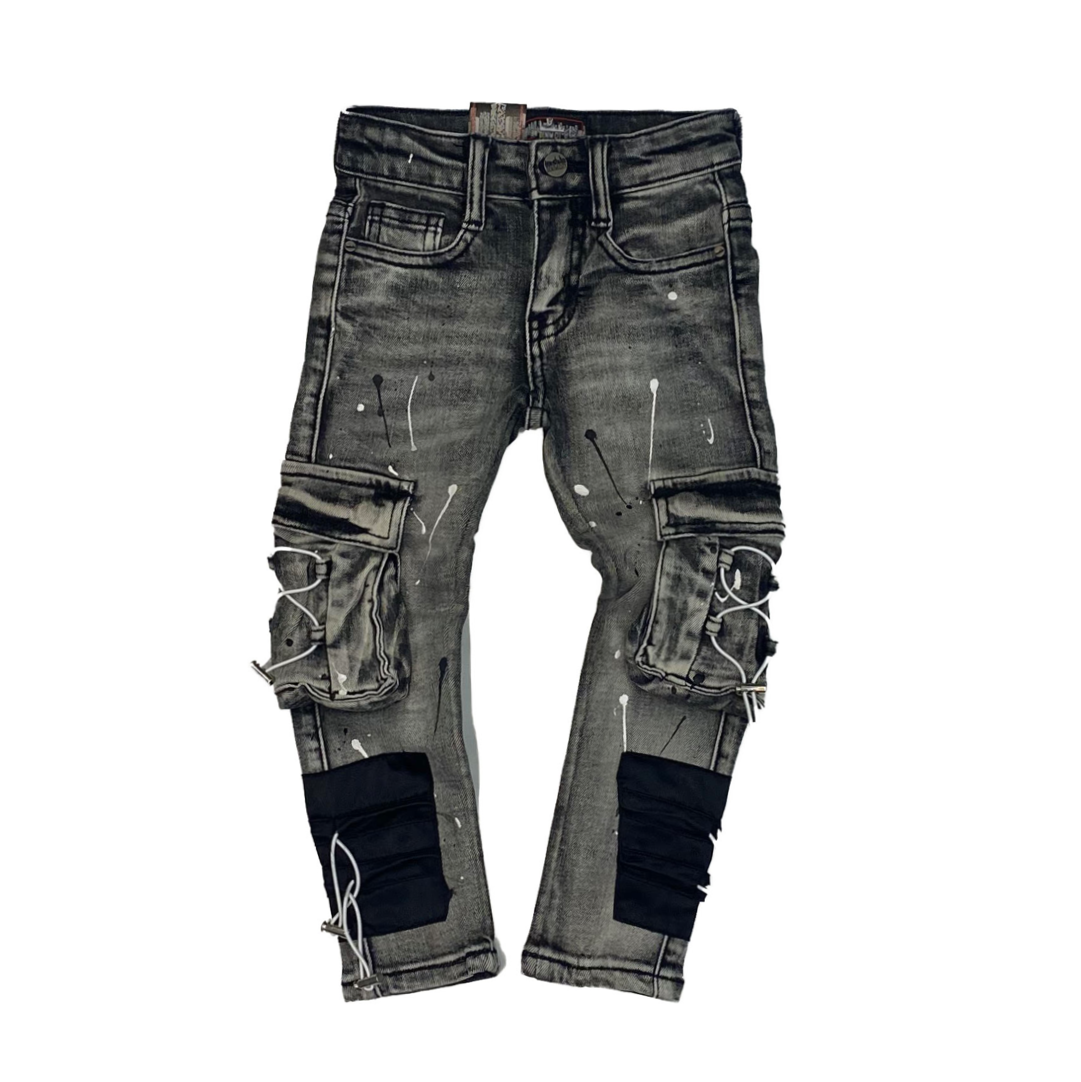 Kids Cargo Nylon Jeans-Grey