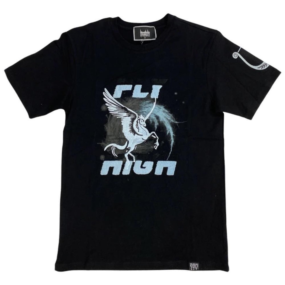Fly High SS Tee-Black/Baby Blue
