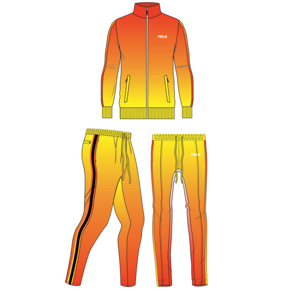 Gradient Track Suit-Orange/Yellow