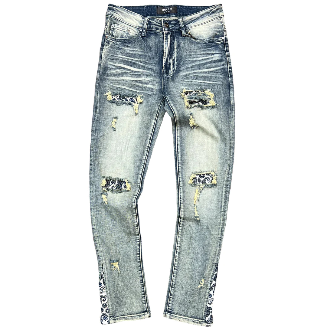 Embroidery Denim DNA Jeans - Medium Blue With Navy