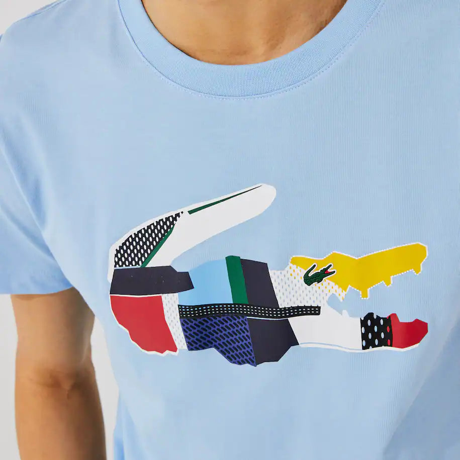 SPORT Man Print Men\'s Lacoste Cotton Store T-shirt Crocodile Todays - Patchwork – Blue•HB