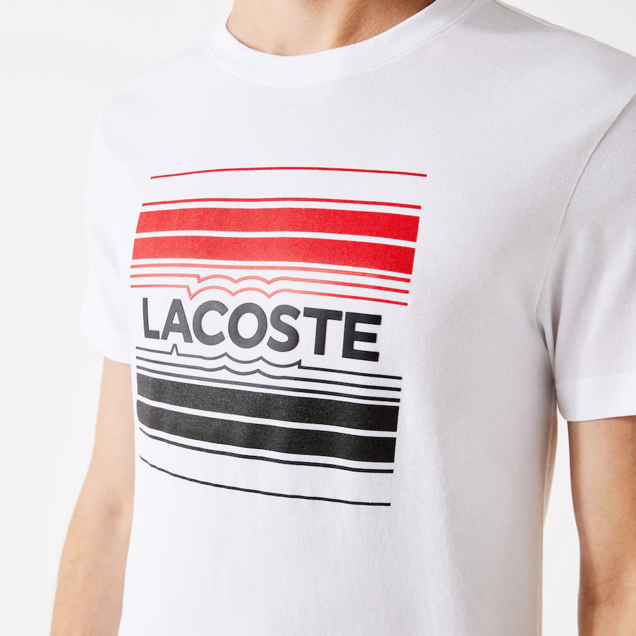 Men's Lacoste SPORT Stylized Logo Print Organic Cotton T-shirt - White -TH0851