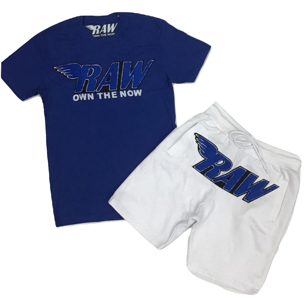 Rawyalty-Raw Chenille Crew Neck Set-Royal/White